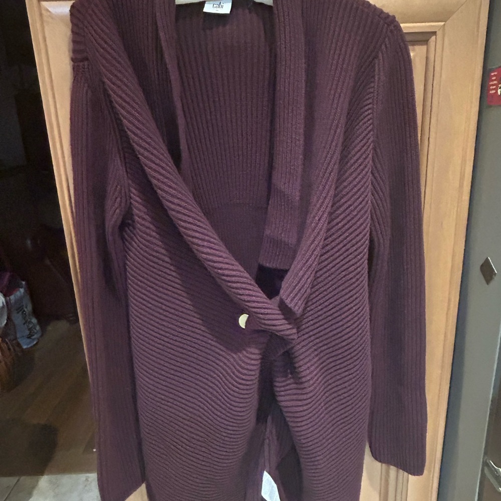 CAbi Burgundy Ribbed Cardigan Sweater